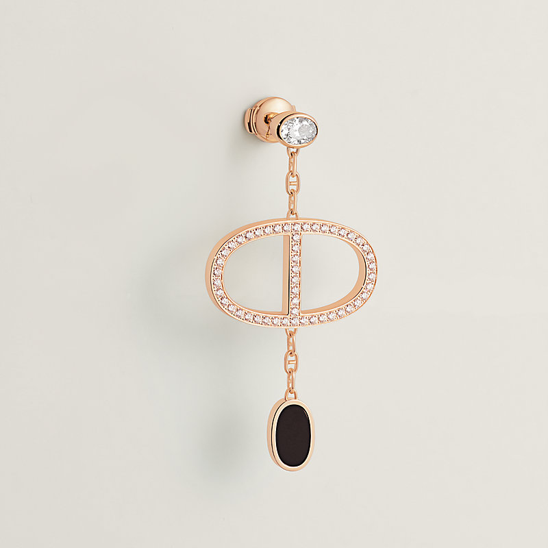 Chaine d'ancre Verso single dangle earring - Rose gold | Hermès USA